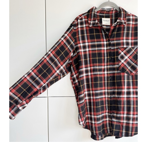 Abercrombie & Fitch Soft A&F Plaid Flannel Long Sleeve Shirt Button Up Sz Large - Picture 2 of 4